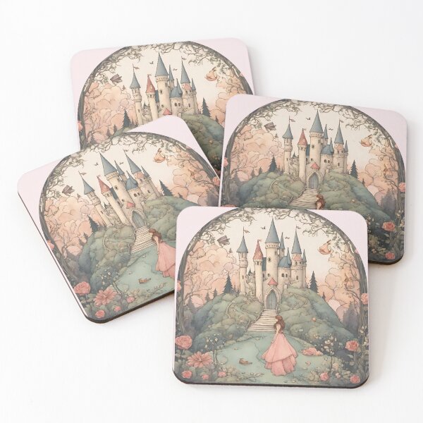 Item preview, Enchanted Fairytale Castle with Princess Illustration designed and sold by NerdiPop.