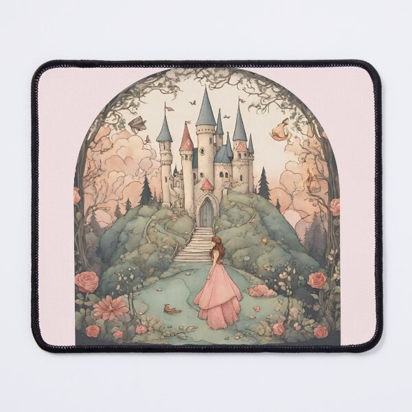 Item preview, Enchanted Fairytale Castle with Princess Illustration designed and sold by NerdiPop.
