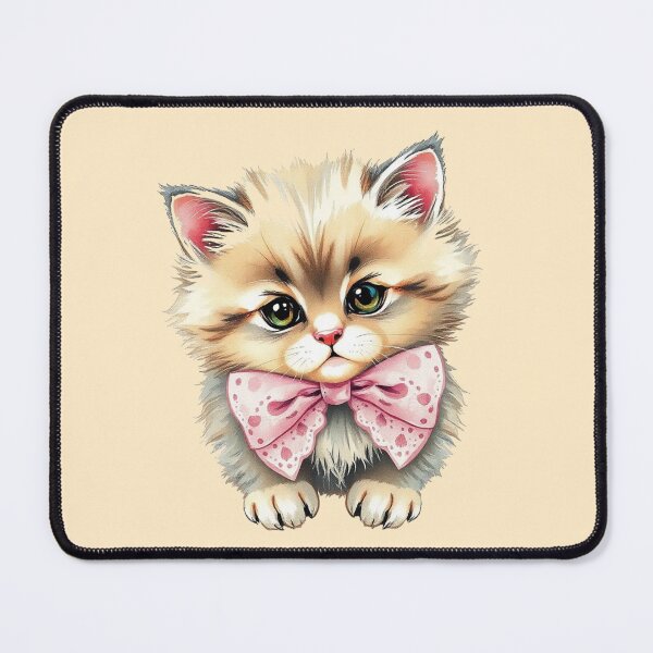 Item preview, Pretty vintage white kitten wearing a pink butterfly designed and sold by Tama-sirth.