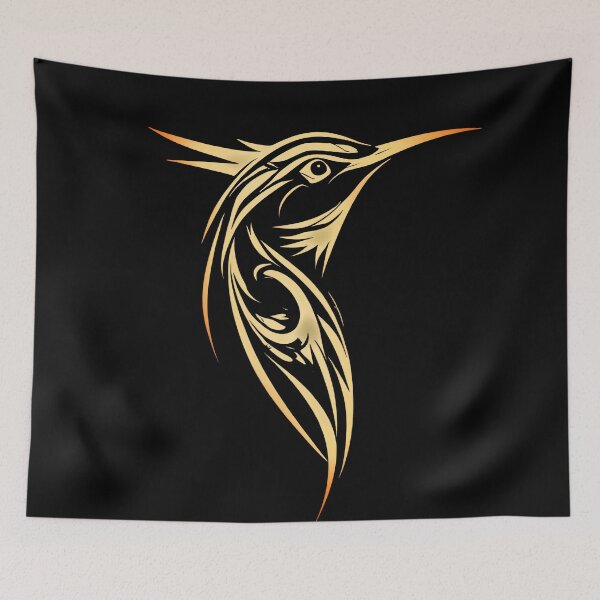 Item preview, Graceful Hummingbird Tribal Line Art Tattoo Sketch Graphic designed and sold by UrbanPrts.
