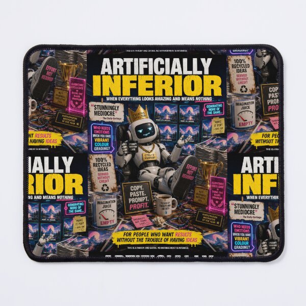 Item preview, Sarcastic Robot Satire Artificially Inferior Comedy Art Poster designed and sold by ArtComixHaven.