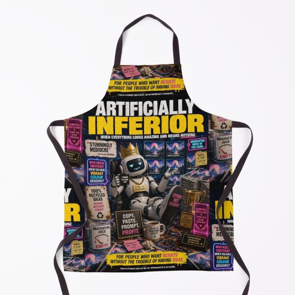 Item preview, Sarcastic Robot Satire Artificially Inferior Comedy Art Poster designed and sold by ArtComixHaven.