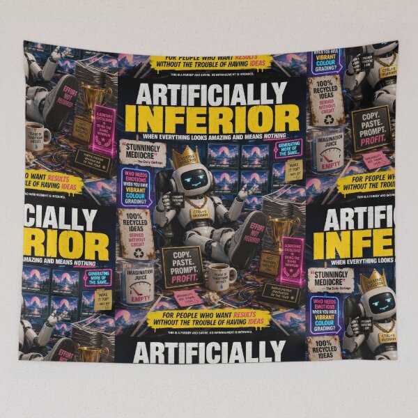Item preview,   Sarcastic Robot Satire Artificially Inferior Comedy Art Poster designed and sold by ArtComixHaven.