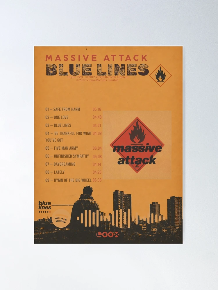 激レア90s MASSIVE ATTACK1991年blue linesポスター Massive Attack – Blue Lines | Vintage Trip-Hop Tracklist Poster