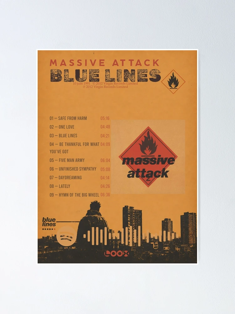 激レア90s MASSIVE ATTACK1991年blue linesポスター Massive Attack – Blue Lines | Vintage Trip-Hop Tracklist Poster
