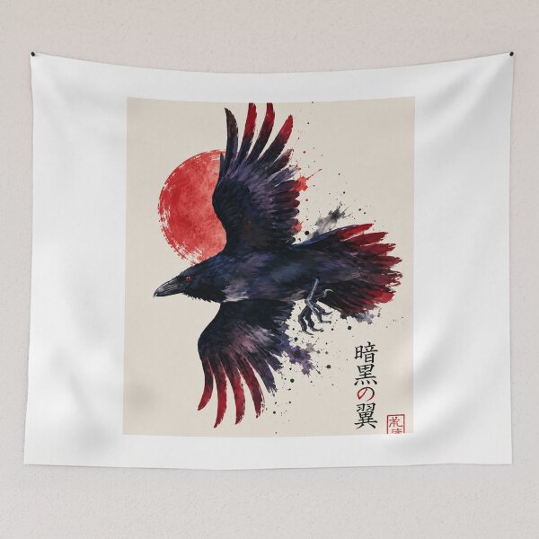 Item preview, Crimson Eclipse Eagle – Japanese Ink Art designed and sold by ZenOtaku Lab.