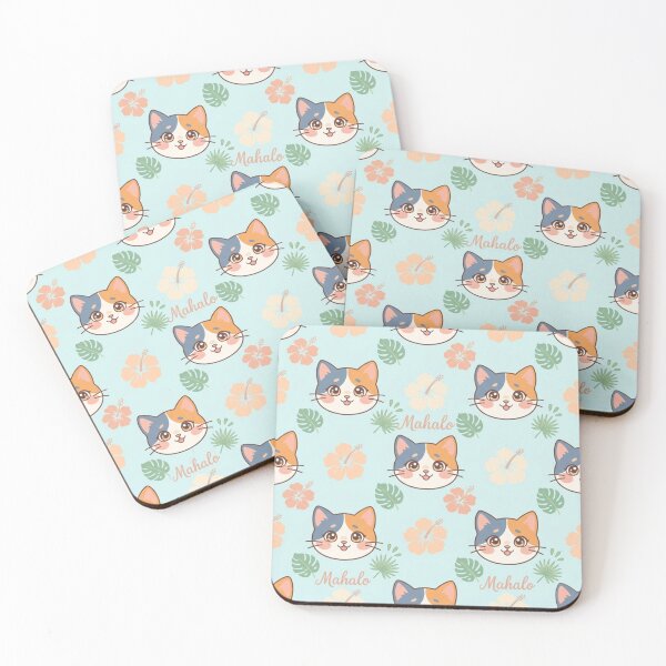 Item preview, Mahalo Cat Pattern – Tropical Lani the Calico Cat & Hibiscus Design designed and sold by LaniDigitalNook.