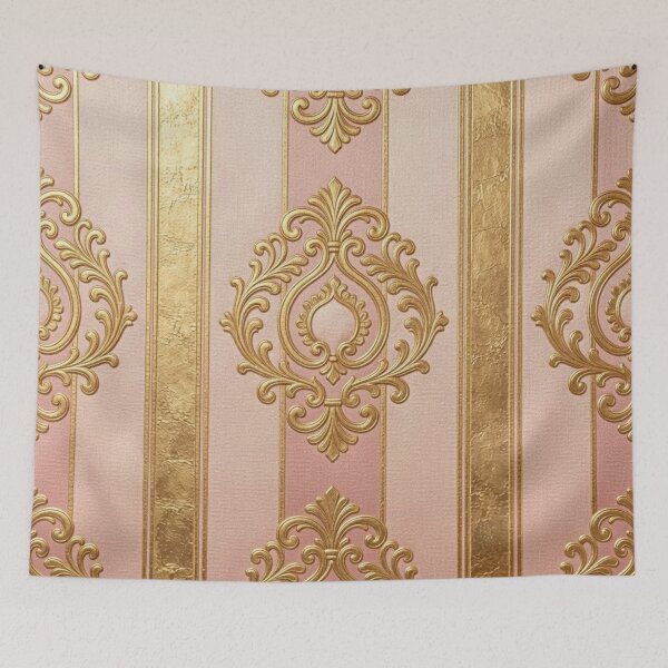 Item preview, Matte Pink & Shimmer Gold Striped Baroque designed and sold by DesignsByPrnces.
