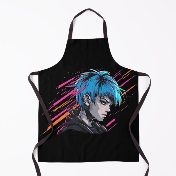 Item preview, Cyberpunk Blue Hair Anime Character Synthwave designed and sold by UrbanPrts.