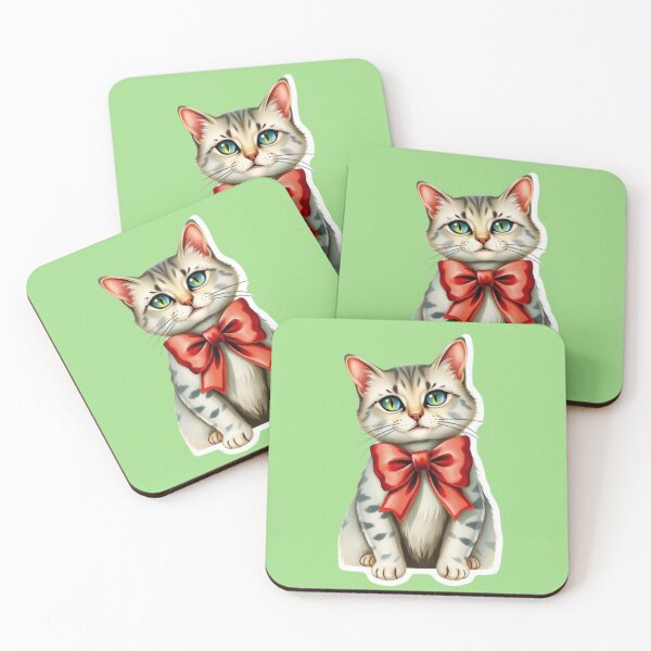 Item preview, Cute vintage cat wearing a red bow tie designed and sold by Tama-sirth.
