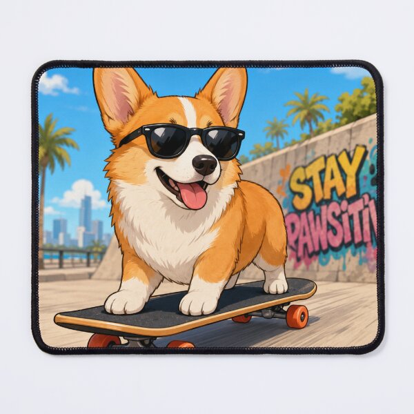 Item preview, Corgi Skateboarding Stay Pawsitive Funny Dog Corgi Lover Gift designed and sold by Drawn-Measured.