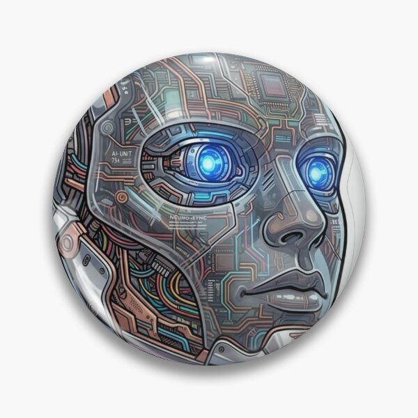 Item preview, Cyberpunk Cyborg Robot Glowing Blue Eyes designed and sold by JeevanStickers.