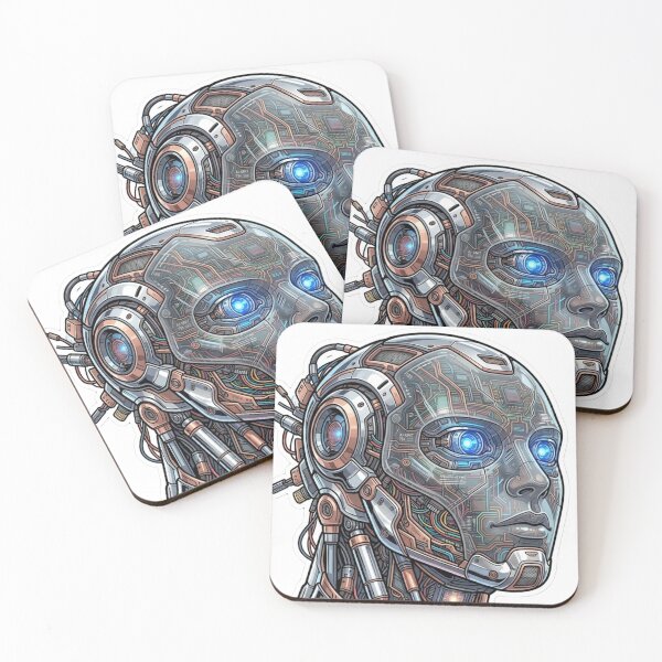 Item preview, Cyberpunk Cyborg Robot Glowing Blue Eyes designed and sold by JeevanStickers.