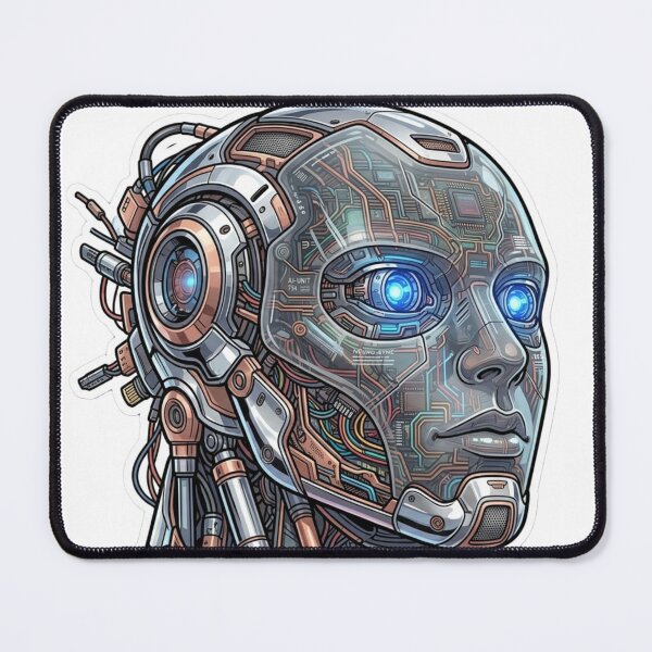 Item preview, Cyberpunk Cyborg Robot Glowing Blue Eyes designed and sold by JeevanStickers.