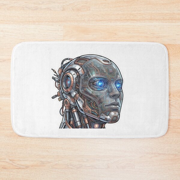 Item preview, Cyberpunk Cyborg Robot Glowing Blue Eyes designed and sold by JeevanStickers.