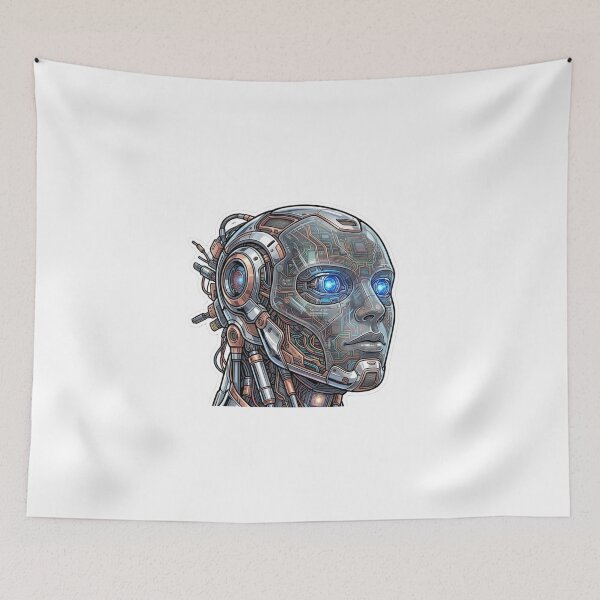 Item preview, Cyberpunk Cyborg Robot Glowing Blue Eyes designed and sold by JeevanStickers.
