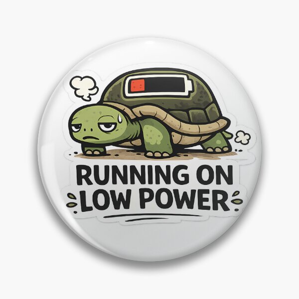 Item preview, Running on Low Power Turtle Sticker | Funny Low Battery Turtle | Tired Introvert Decal designed and sold by ZibiArt.
