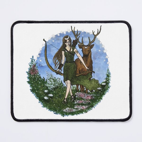 Item preview, Acrylic painting medallion of the goddess Diana with her stag designed and sold by creaphyl28.