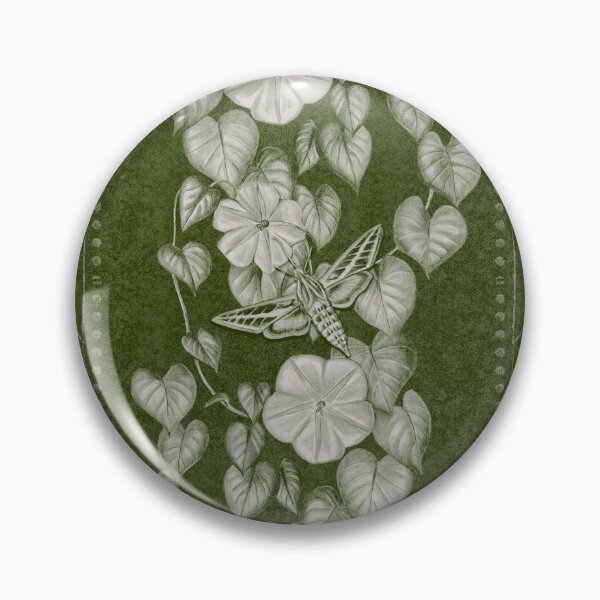 Item preview, Moody Moonflower and Sphynx Moth Stripe in Green designed and sold by somecallmebeth.