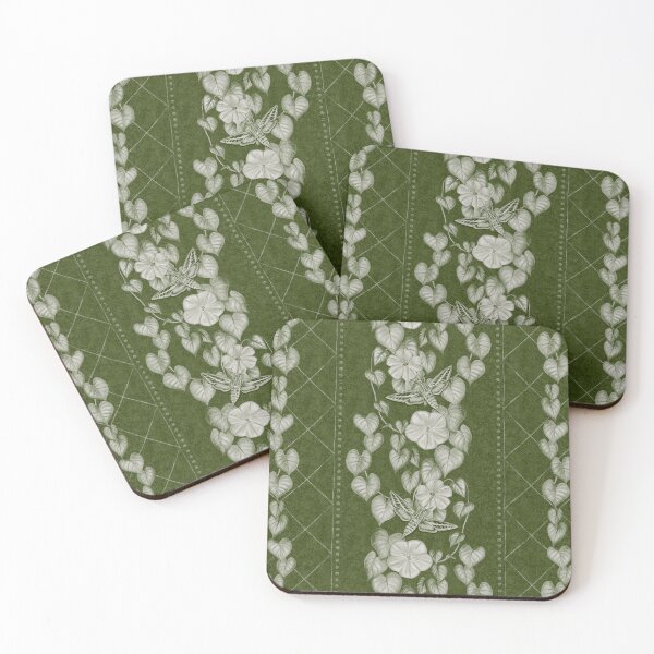 Item preview, Moody Moonflower and Sphynx Moth Stripe in Green designed and sold by somecallmebeth.