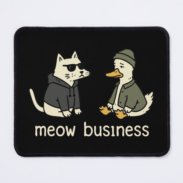Item preview, Meow Business Funny Cat and Duck Cartoon Pun designed and sold by JoJoLoL.