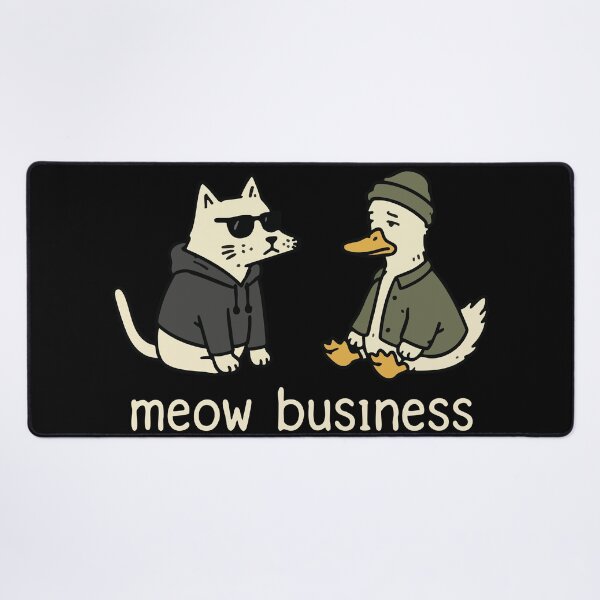 Item preview, Meow Business Funny Cat and Duck Cartoon Pun designed and sold by JoJoLoL.