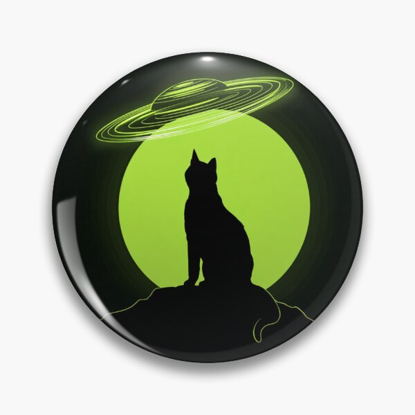 Item preview, Neon UFO Cat Silhouette Close Encounter designed and sold by Cosmic Cactus.