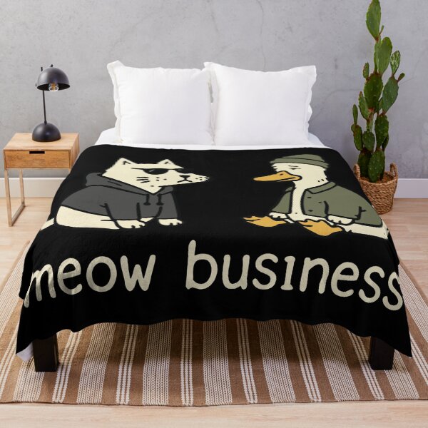 Item preview, Meow Business Funny Cat and Duck Cartoon Pun designed and sold by JoJoLoL.