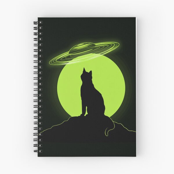 Item preview, Neon UFO Cat Silhouette Close Encounter designed and sold by Cosmic Cactus.