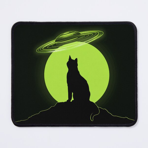 Item preview, Neon UFO Cat Silhouette Close Encounter designed and sold by Cosmic Cactus.