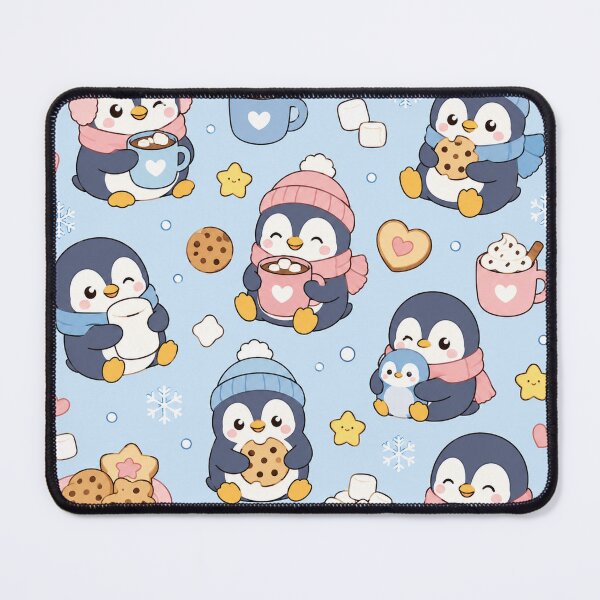 Item preview, Kawaii Penguin Winter Snacks Pattern designed and sold by Soft Berry Studio.