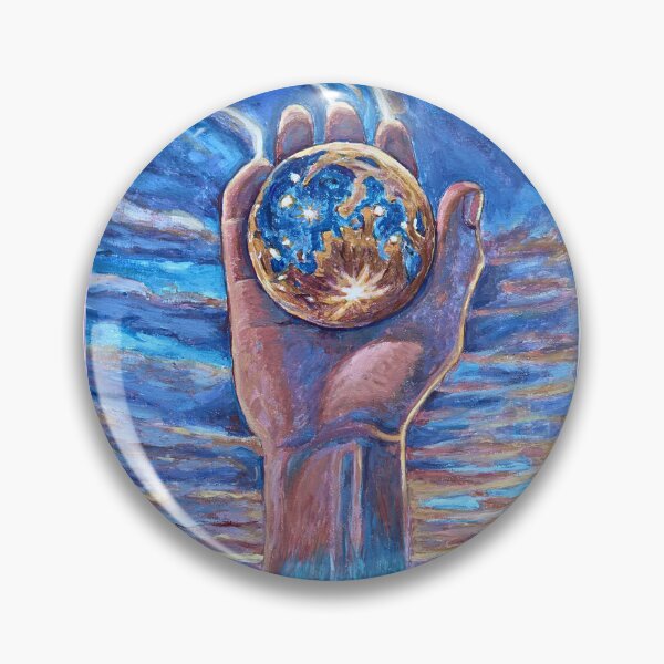 Item preview, One Giant Leap – Cosmic Hand and Moon Design (Blue Text) designed and sold by RShirleyFineArt.