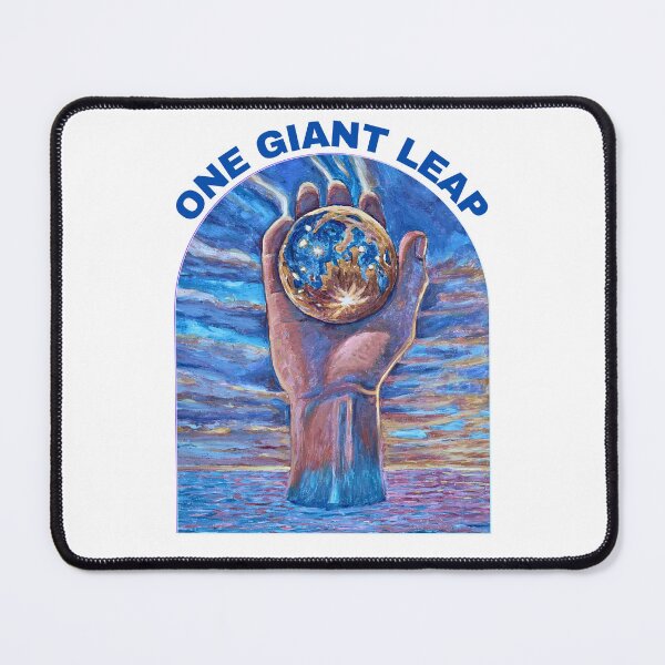 Item preview, One Giant Leap – Cosmic Hand and Moon Design (Blue Text) designed and sold by RShirleyFineArt.