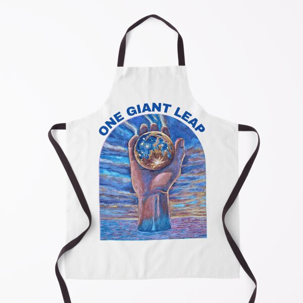 Item preview, One Giant Leap – Cosmic Hand and Moon Design (Blue Text) designed and sold by RShirleyFineArt.