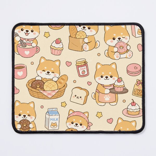 Item preview, Kawaii Shiba Inu Bakery Pattern designed and sold by Soft Berry Studio.