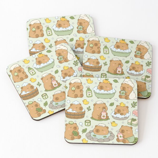Item preview, Kawaii Capybara Spa Pattern designed and sold by Soft Berry Studio.