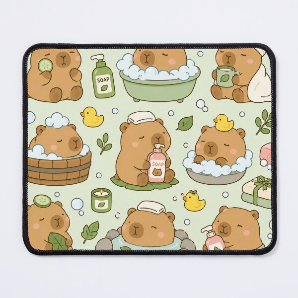 Item preview, Kawaii Capybara Spa Pattern designed and sold by Soft Berry Studio.