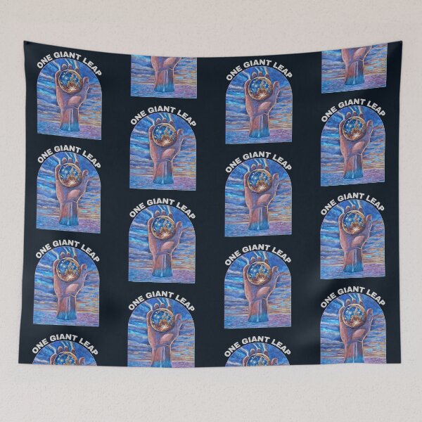 Item preview, One Giant Leap – Cosmic Hand and Moon Design (Light Text) designed and sold by RShirleyFineArt.