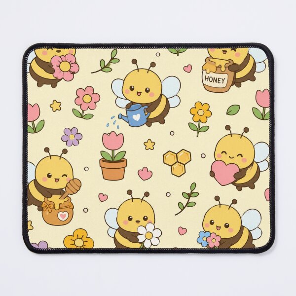 Item preview, Kawaii Bee Garden Pattern designed and sold by Soft Berry Studio.