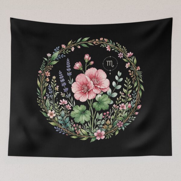 Item preview, Scorpio Celestial Botanical - Geranium Floral Wreath designed and sold by MoonSoul Studio.