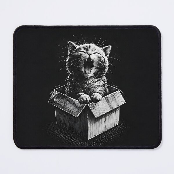 Item preview, Yawning Kitten in Box Vintage Style designed and sold by ChaoticCatIlust.