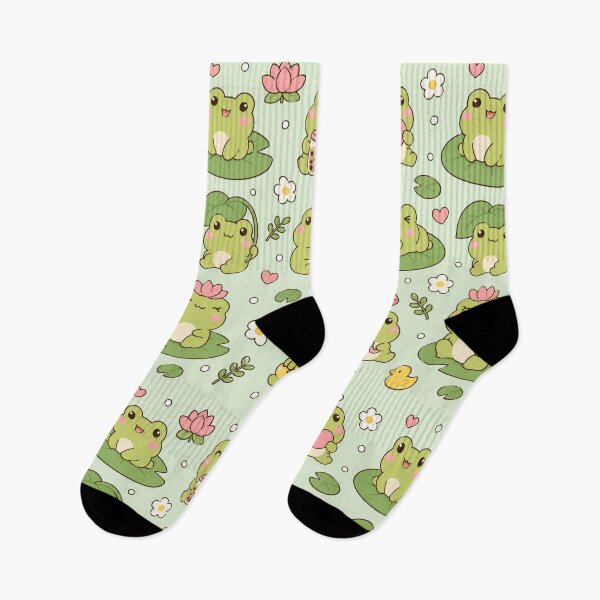 Item preview, Kawaii Frog Lily Pond Pattern designed and sold by Soft Berry Studio.