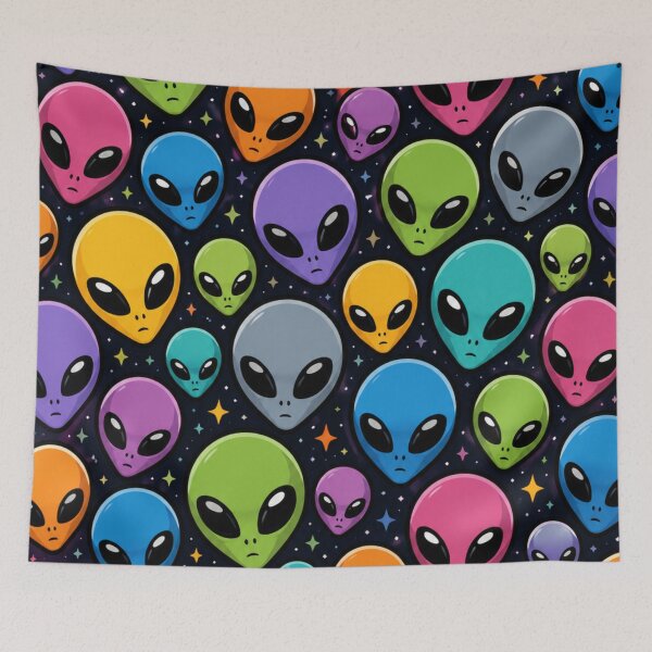 Item preview, Alien Head Pattern Mysterious UFO Extraterrestrial All Over Print Sci Fi Gift designed and sold by Drawn-Measured.