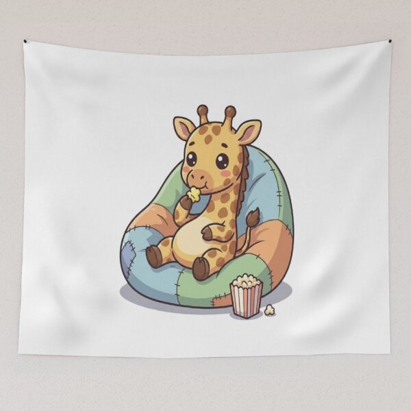 Item preview, Cute Giraffe Eating Popcorn Beanbag designed and sold by Ella_Sketch.