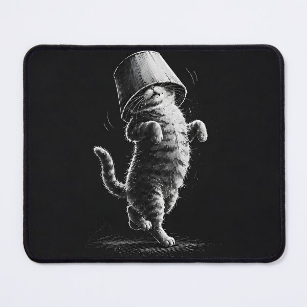 Item preview, Chaotic Funny Cat Illustration Monochrome Art designed and sold by ChaoticCatIlust.