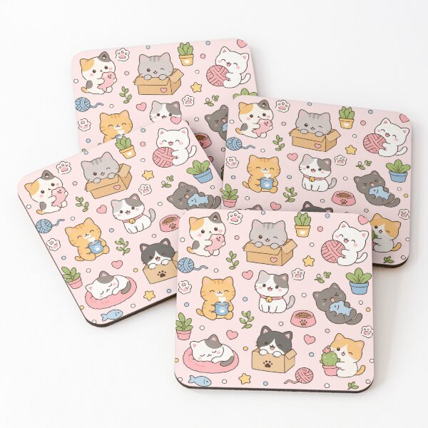 Item preview, Kawaii Cozy Cat Pattern designed and sold by Soft Berry Studio.