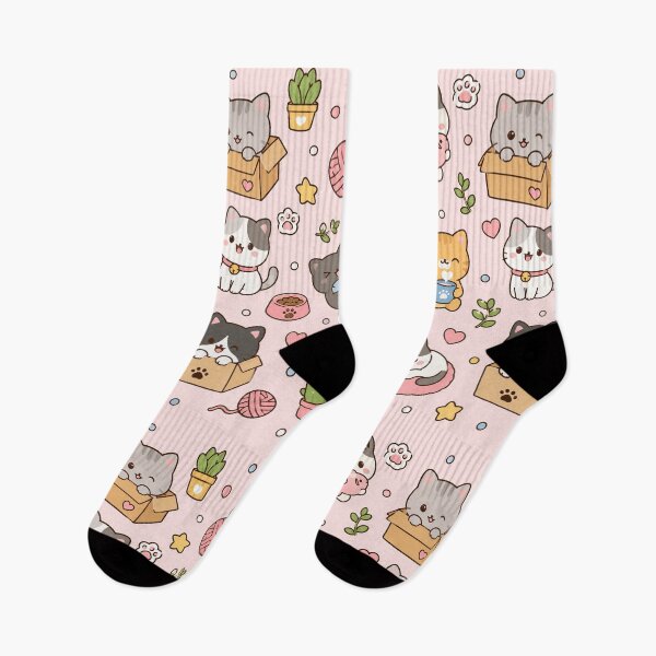 Item preview, Kawaii Cozy Cat Pattern designed and sold by Soft Berry Studio.