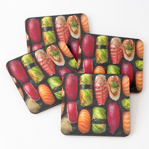 Item preview, Delicious Assorted Sushi Plate on Black Background designed and sold by Artessie.