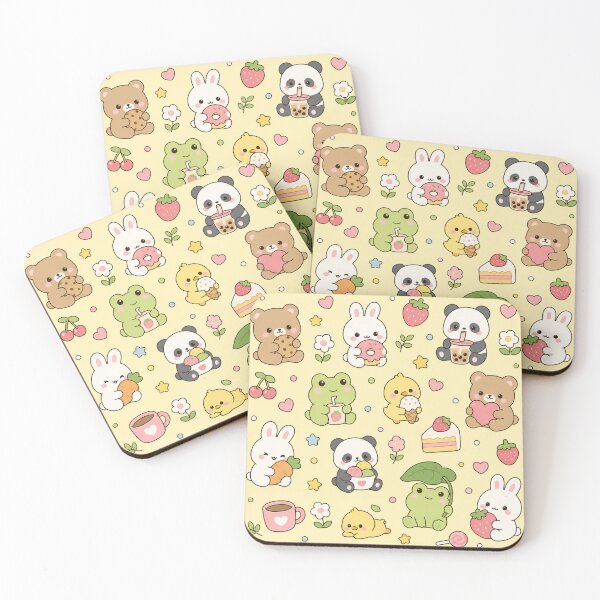 Item preview, Kawaii Animal Snacks Pattern designed and sold by Soft Berry Studio.