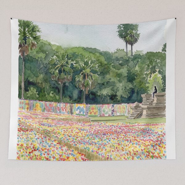 Item preview, Angkor Wat Origami Hearts Watercolour Style designed and sold by InkAndLatitude.